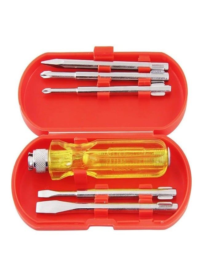 Link Prabal Screwdriver Kit - Sturdy Transparent PVC Handle with Neon Bulb, 5 Blades | Multi-purpose Tool Set (Flat & Phillips Head)